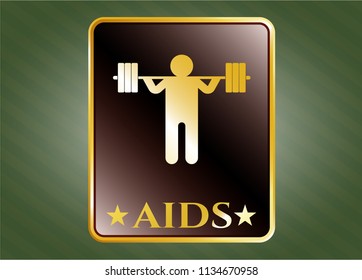  Golden badge with squat icon and AIDS text inside