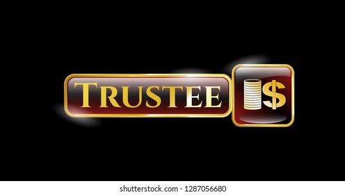  Golden badge with stack of coins icon and Trustee text inside
