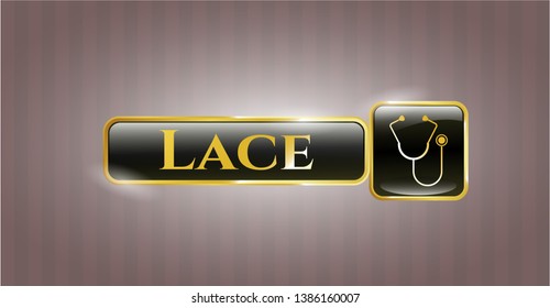  Golden badge with stethoscope icon and Lace text inside