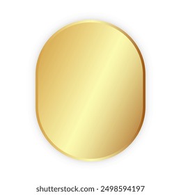 A golden badge suitable for use as a design element for online store product cards. 3 D. Vector illustration.