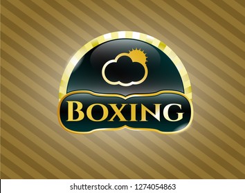  Golden badge with sun behind cloud icon and Boxing text inside
