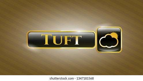  Golden badge with sun behind cloud icon and Tuft text inside