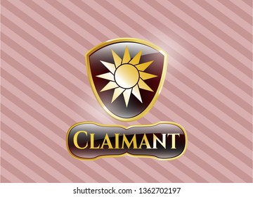  Golden badge with sun icon and Claimant text inside