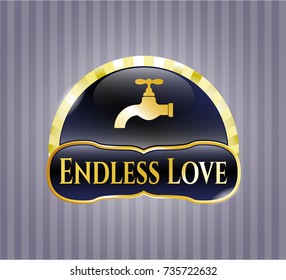  Golden badge with tap icon and Endless Love text inside