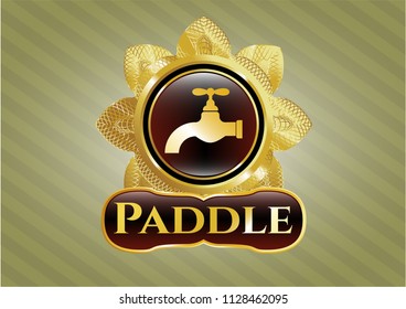  Golden badge with tap icon and Paddle text inside