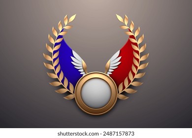 Golden badge template with laurel wreath