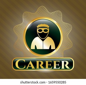  Golden badge with thief icon and Career text inside