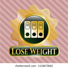  Golden badge with three folders icon and Lose Weight text inside