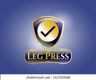  Golden badge with tick icon and Leg Press text inside