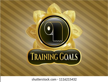  Golden badge with toilet paper icon and Training Goals text inside
