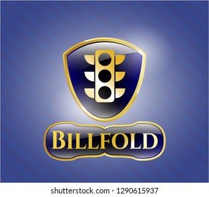 Golden badge with traffic light icon and Billfold text inside