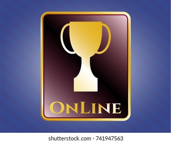  Golden badge with trophy icon and Online text inside