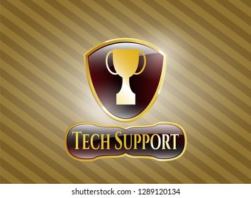  Golden badge with trophy icon and Tech Support text inside