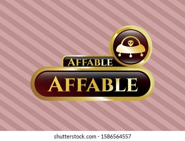  Golden badge with ufo with aline inside icon and Affable text inside