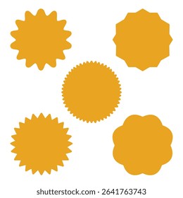 Golden Badge Vector Set, Decorative Label and Seal Shapes Collection.
