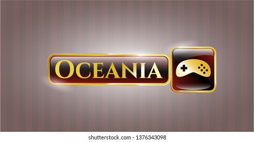 Golden badge with video game icon and Oceania text inside
