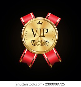 Golden badge VIP golden member retro design