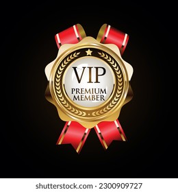 Golden badge VIP golden member retro design