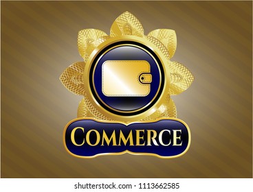   Golden badge with wallet icon and Commerce text inside