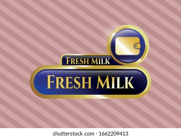  Golden badge with wallet icon and Fresh Milk text inside
