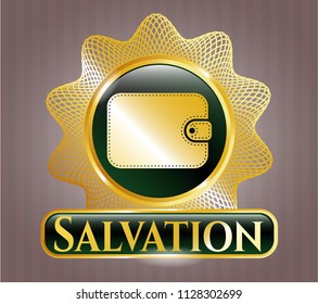  Golden badge with wallet icon and Salvation text inside