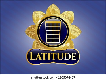  Golden badge with wastepaper basket icon and Latitude text inside