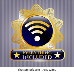  Golden badge with wifi signal icon and Everything included text inside