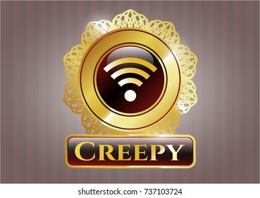  Golden badge with wifi signal icon and Creepy text inside