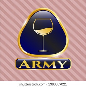  Golden badge with wine cup icon and Army text inside