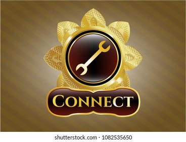  Golden badge with wrench icon and Connect text inside