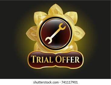  Golden badge with wrench icon and Trial Offer text inside