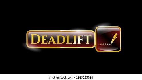  Golden badge with writer icon and Deadlift text inside