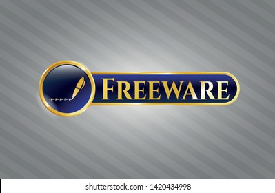  Golden badge with writer icon and Freeware text inside