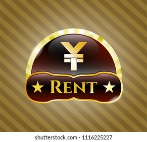 Golden badge with yuan icon and Rent text inside