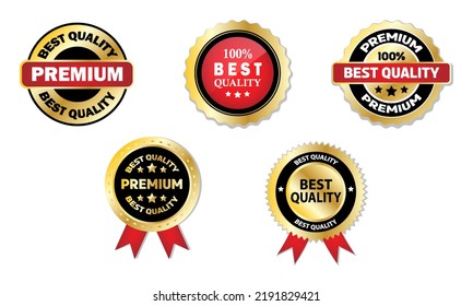 Golden Badges Beste Qualität 100% Premium Emblem Collection - Goldenes Zertifikat, Vektorgrafik