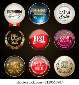 
Golden badges and labels collection