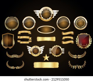 
Golden badges and labels collection