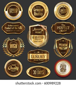 Golden badges and labels collection
