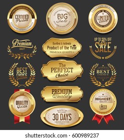 Golden badges and labels collection