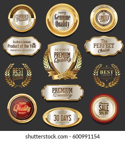 Golden badges and labels collection