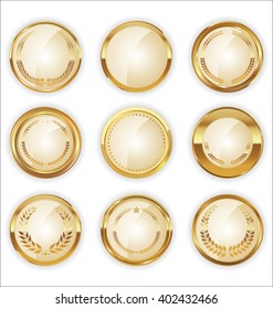 Golden badges and labels with laurel wreath collection