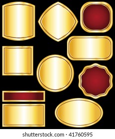 Golden badges and medals III. Vector collection.