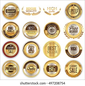 Golden badges retro vintage collection