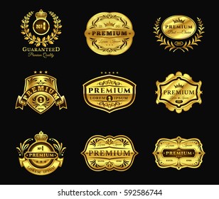 Golden Badges, stickers premium quality isolated on black