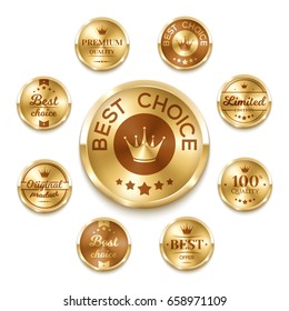 Golden badges. Vector illustration