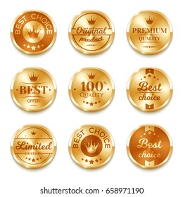 Golden badges. Vector illustration