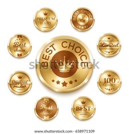 Golden badges. Vector illustration