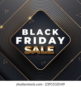 Golden Balck Friday Sale Realistic Design. Vector illustration. Special Day. Up to 30% off.