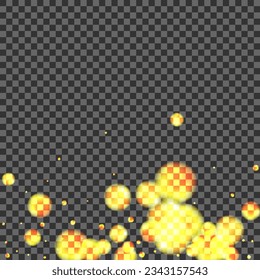 Golden Ball Background Transparent Vector. Confetti Grain Illustration. Decoration Card. Yellow Dot Shine Template. Blur Party.