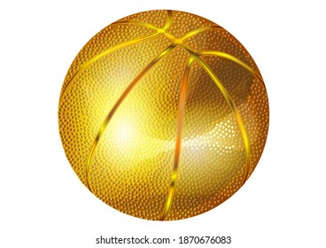 goldener Ball einzeln auf Weiß. Basketball, Vektorhintergrund